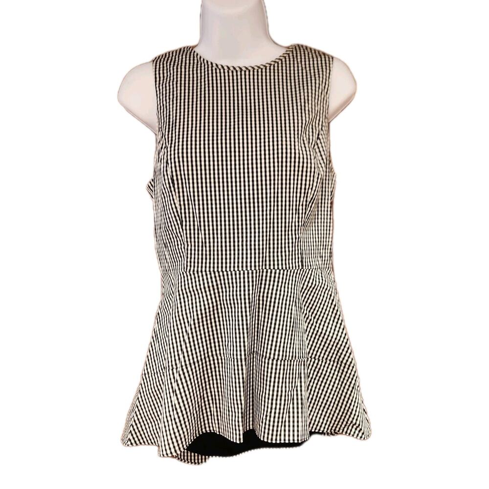 White House Black Market Sleeveless Black And White Checkered Hi Lo Blouse Sz 4